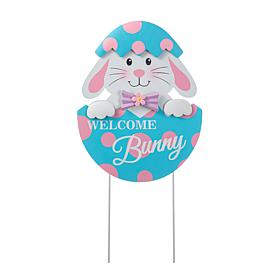 Glitzhome 24in H Easter Metal Bunny Egg Yard Stake