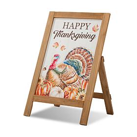 Glitzhome 24in. H Thanksgiving Wooden Turkey Easel Porch Sign