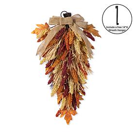 Glitzhome 28"H Fall Multi-Colored Sorghum Swag with Hanger