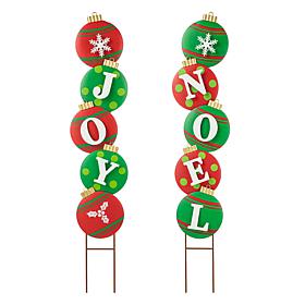 Glitzhome 2pc. Metal JOY and NOEL Ornament Yard Stake or Wall Decor
