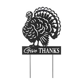 Glitzhome 30"H Thanksgiving Metal Silhouette Turkey Yard Stake