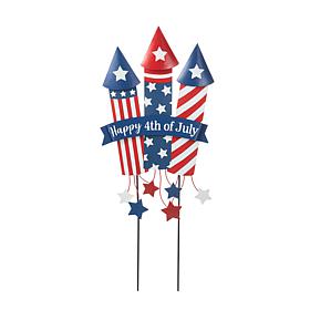 Glitzhome 30in H Patriotic Americana Firecracker Yard Stake Decor