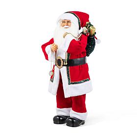 Glitzhome 32"H Oversized Faux Fur Christmas Santa Figurine