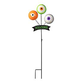 Glitzhome 35.25" Halloween Metal "WELCOME" Spring Eyeballs Yard Stake