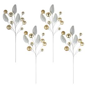 Glitzhome 4-pk 24" Christmas Elegant Silver & Gold Pinecone Picks
