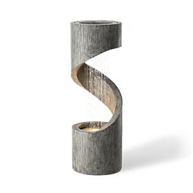 Glitzhome 40" Spiral Outdoor Polyresin Fountain w/Pump, LED Light