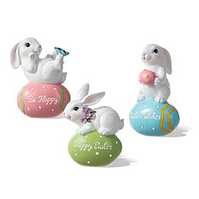 Glitzhome 4.5in H Set of Three Easter Resin Bunny Table Decor