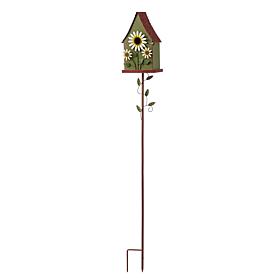 Glitzhome 52.5" Green Metal Birdhouse with Flower Accents