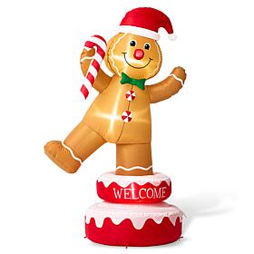 Glitzhome 6' Lighted Inflatable Rotating Gingerbread Man