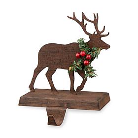 Glitzhome 6.5" Wooden and Metal Reindeer Stocking Holder