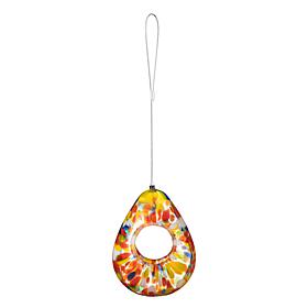 Glitzhome 6.75''H Glass Water Drop Hanging Orange Dots Birdfeeder
