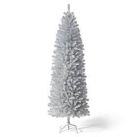 Glitzhome 7.5' Silver Tinsel Artificial Pencil Christmas Tree