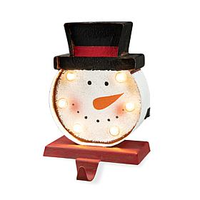 Glitzhome 7.5in. H Marquee LED Snowman Head Stocking Holder