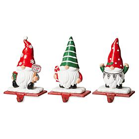 Glitzhome 7.5in. H Set of 3 Resin Gnomes Stocking Holder