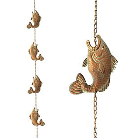 Glitzhome 8.5ft Faux Copper Patina Finish Fish Shaped Rain Chain Clip