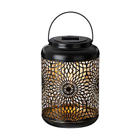 Glitzhome 8.75" Metal Cutout Solar Powered Outdoor Hanging Lantern