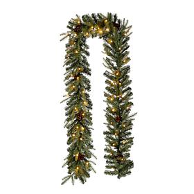 Glitzhome 9' Pre-Lit Greenery Pine Cone Christmas Garland