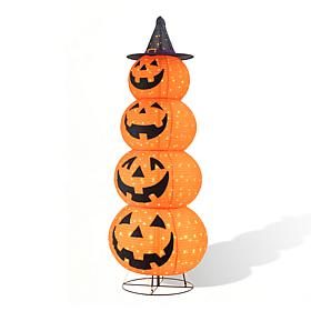 Glitzhome 94.5"H Lighted Halloween 3D Foldable Fabric Jack-O-Lanter...