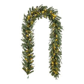 Glitzhome 9ft Pre-Lit Greenery Pine Garland with 200 White/Multi-co...