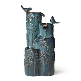 Glitzhome Ceramic Vase-Inspired Fountain with LED Lights 26.25"H