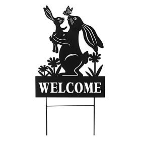 Glitzhome Metal Rabbit Silhouette Pick with Welcome Sign
