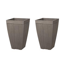 Glitzhome Oversized Eco-Friendly PE Terrazzo Tapered Tall Planter 2pk