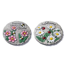 Glitzhome Set of 2 Cement Flower Textured Stepping Stones