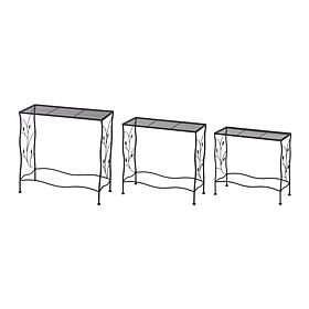 Glitzhome Set of 3 Rectangular Nesting Black Metal Plant Stand