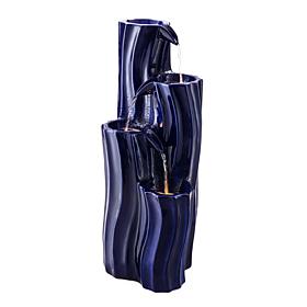 Glitzhome Wavy Textured 4-Tier Outdoor Ceramic Fountain 29.5"H