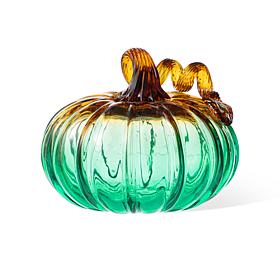 Glizthome 5.75" Gradient Turquoise Glass Pumpkin