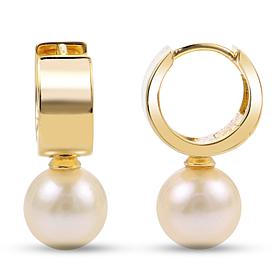 Gold-Plated Cultured Freshwater Pearl Huggie Hoop Earrings