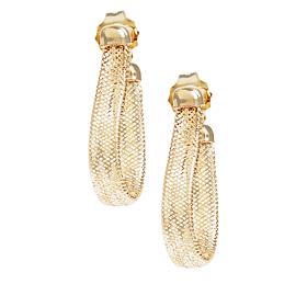 Golden Treasures 14K Italian Gold Flexible Woven Mesh Earrings