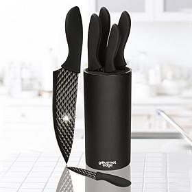 Gourmet Edge 7pc Diamond Nonstick Blade Set w/ Universal Knife Block