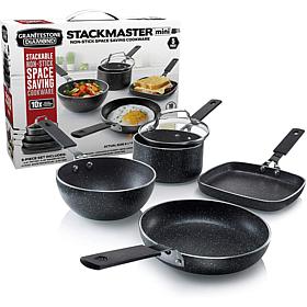 Granitestone 5Pc Mini Stackmaster Cookware Set w/ Rubber Grip Handles
