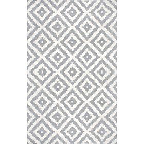 Gray Geometric Wool Rug