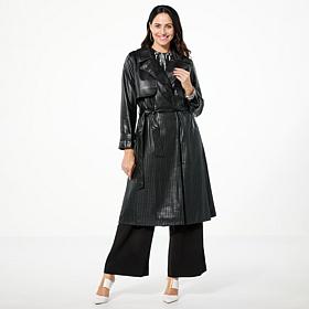 GREY by Jhoan Sebastian Grey Perforated Faux Leather Trench