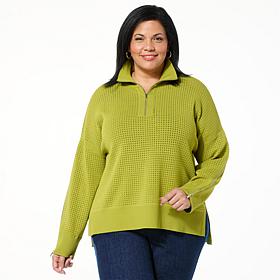 GREY by Jhoan Sebastian Grey Perforated Zip Detail Sweater