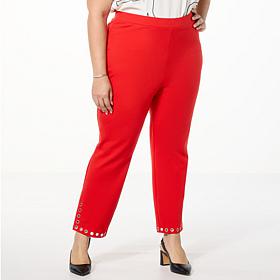 GREY by Jhoan Sebastian Grey Ponte Pant with Grommet Detail