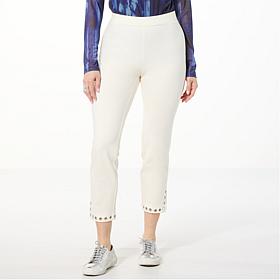 GREY by Jhoan Sebastian Grey Ponte Pant with Grommet Detail