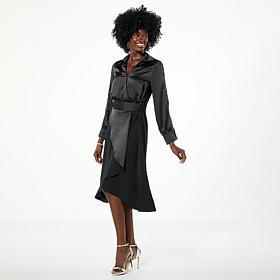 GREY by Jhoan Sebastian Grey Satin Shirt Dress