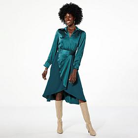 GREY by Jhoan Sebastian Grey Satin Shirt Dress