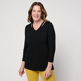 GREY by Jhoan Sebastian Grey V-Neck Top with Cutout Detail