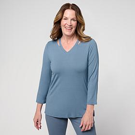 GREY by Jhoan Sebastian Grey V-Neck Top with Cutout Detail