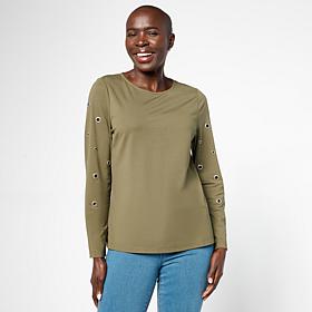 Grey by Jhoan Sebastian Lightweight Double-Knit Grommet Top
