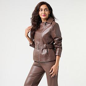 Grey by JSG Faux Leather Croc Moto Jacket