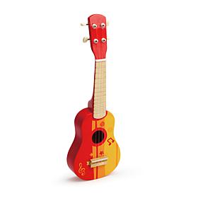 Hape Kid's Wooden Toy Ukulele - 21in Musical Instrument - Red/Yellow