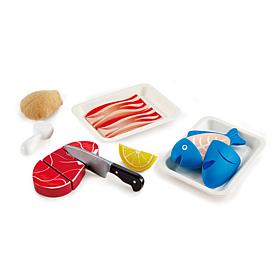Hape Kitchen Food Playset Tasty Proteins 7 pc Wooden Kitchen Toy