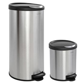 happimess Oscar 8-Gallon Stainless Steel/Black Trash Can with Mini Can