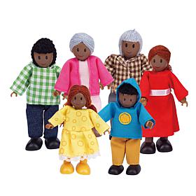 Happy Family Dollhouse Set with 6 African American Dolls