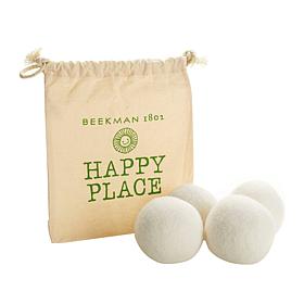 Happy Place Set of 4 Wool Dryer Balls with Storage Bag